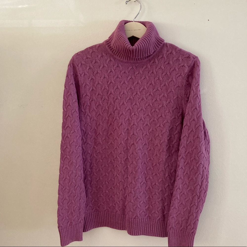 🌟NWOT Cotton Fold-over Turtleneck Cable Sweater